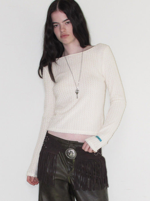 Instantfunk Feather Texture Tee - Ivory