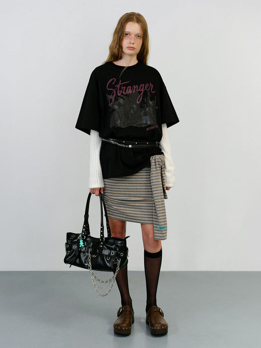 Instantfunk Stranger Graphic Oversize Tee - Black