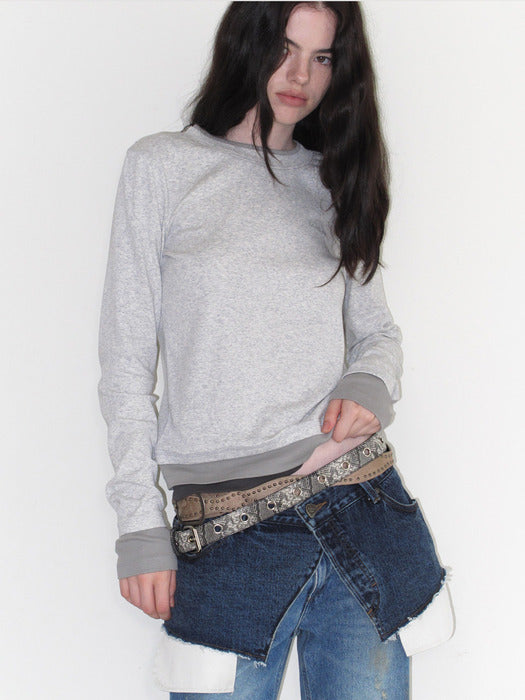 Instantfunk Essential Color Block Tee - Melange Grey