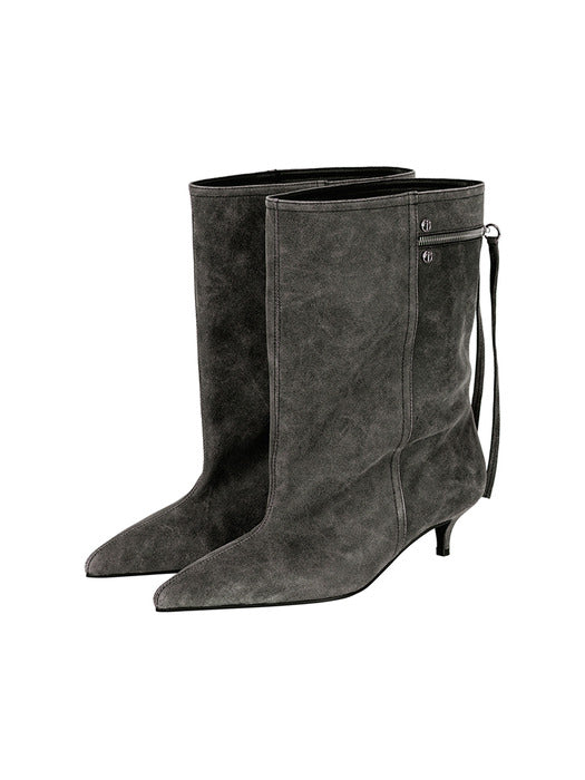 Wconcept_Treemingbird Back-Zip Mid Boots [ Gray ]