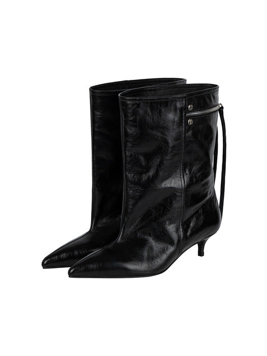 Wconcept_Treemingbird Back-Zip Mid Boots [ Black ]