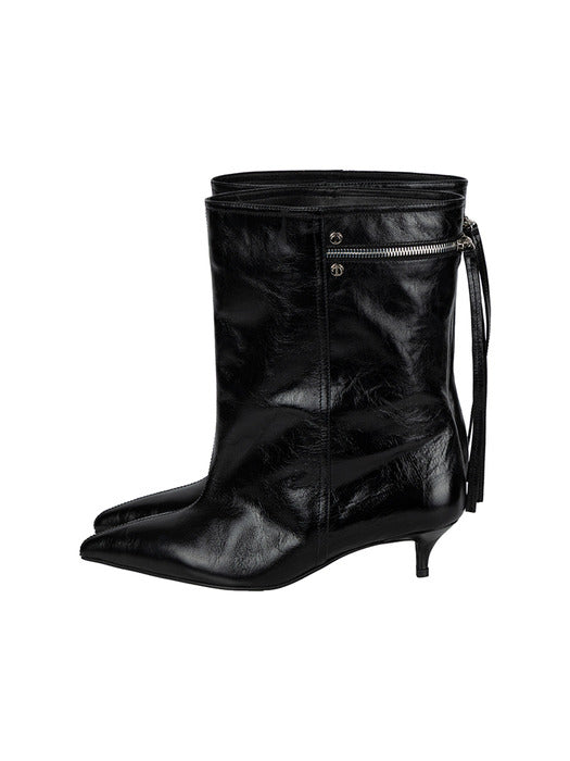 Wconcept_Treemingbird Back-Zip Mid Boots [ Black ]