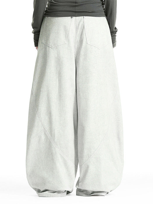 Treemingbird Overlap-Waist Curved Pants Ivory