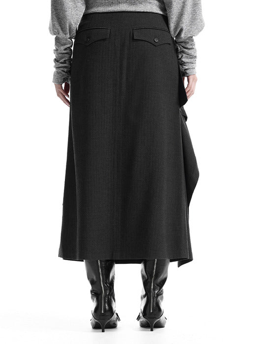 Wconcept_Treemingbird Layered Overlay Set-Up Skirt [ Charcoal ]