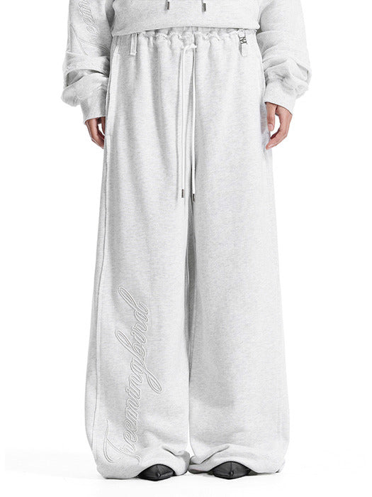Wconcept_Treemingbird Lettering Raw-Cut Set-Up Sweat Pants [ Light Gray ]