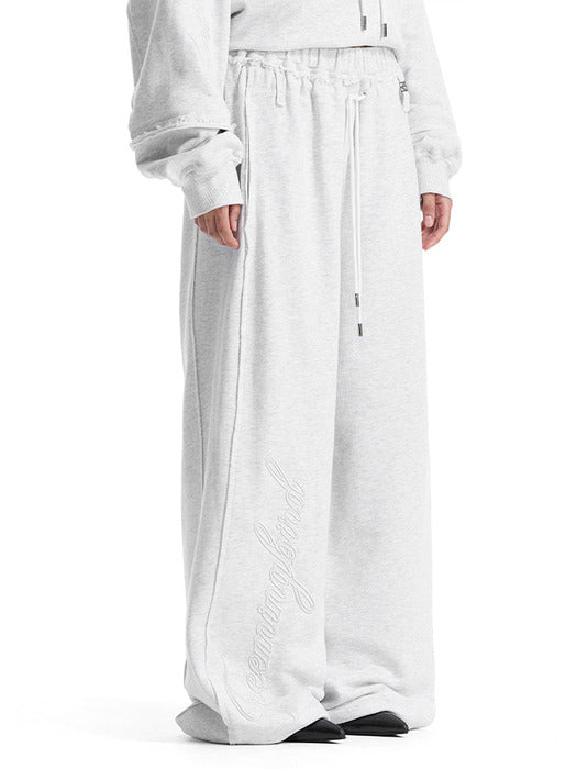 Wconcept_Treemingbird Lettering Raw-Cut Set-Up Sweat Pants [ Light Gray ]