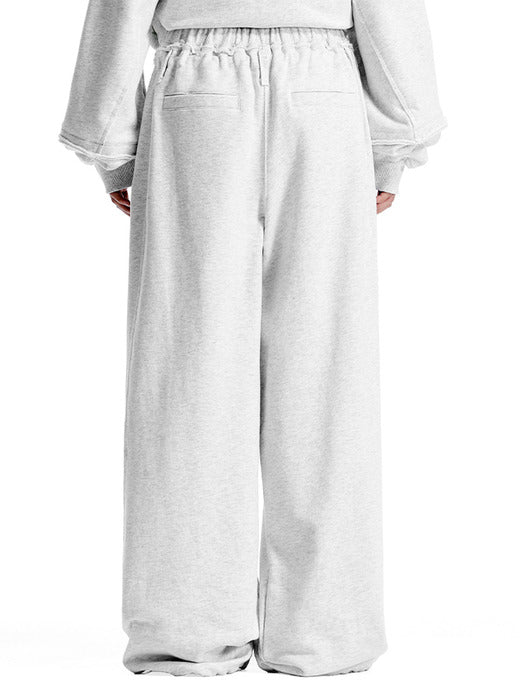 Wconcept_Treemingbird Lettering Raw-Cut Set-Up Sweat Pants [ Light Gray ]