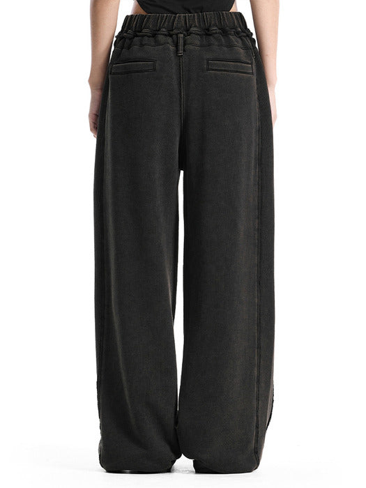 Wconcept_Treemingbird Lettering Raw-Cut Set-Up Sweat Pants [ Black ]