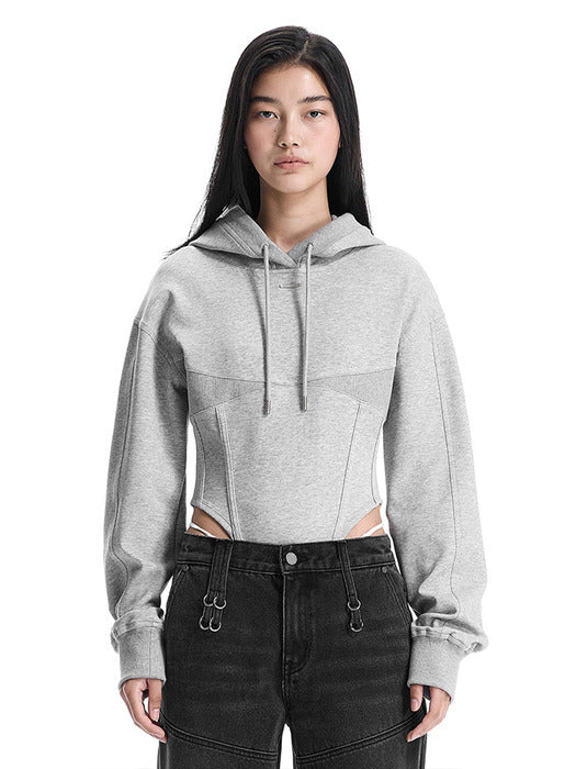 Wconcept_Treemingbird Hooded Bodysuit [ Melange Gray ]