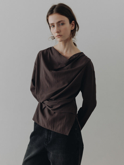 Loeuvre Asymmetric Draped Blouse