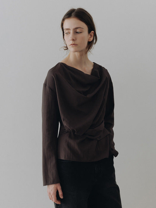 Loeuvre Asymmetric Draped Blouse