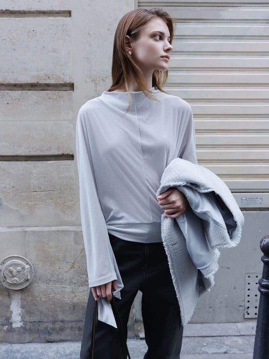 Loeuvre Mock-Neck Tied Velvet Jersey Blouse
