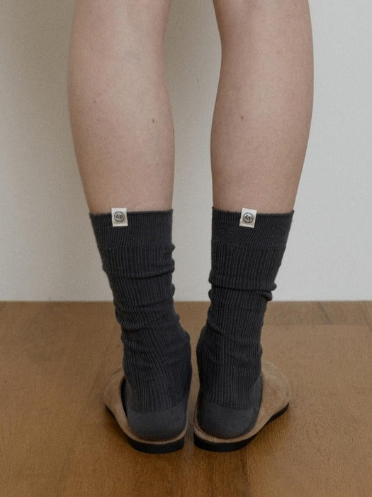 Wconcept_Depound rib long socks - charcoal