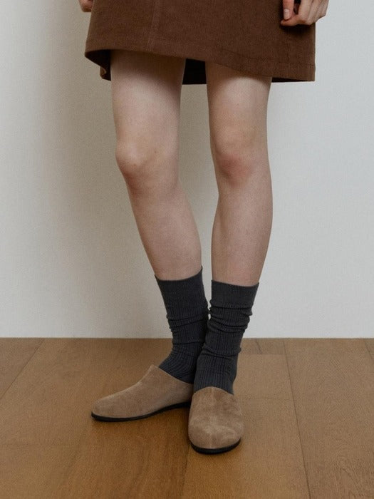Wconcept_Depound rib long socks - charcoal