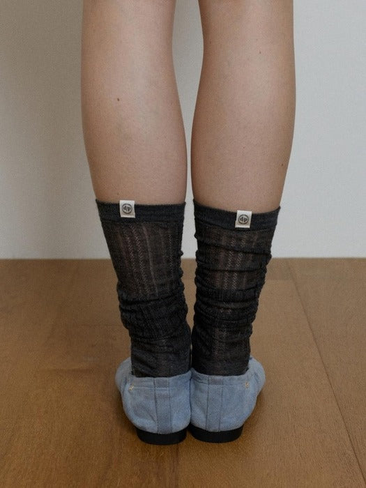 Wconcept_Depound silky sheer loose socks - melange grey