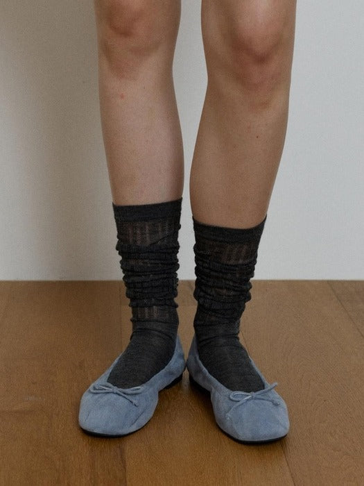 Wconcept_Depound silky sheer loose socks - melange grey