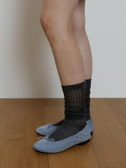 Wconcept_Depound silky sheer loose socks - melange grey