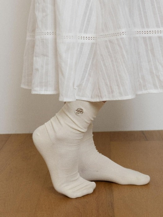 Wconcept_Depound dp logo rib socks - ivory