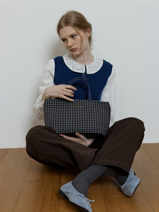 Wconcept_Depound timber bag (check) - blue