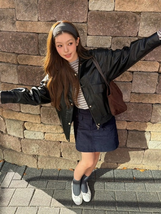Wconcept_Depound Corduroy Back Banding Skirt - Dark Navy