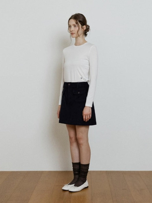 Wconcept_Depound corduroy back banding skirt - dark navy