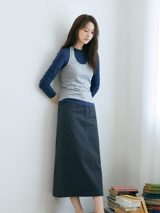 Wconcept_Depound belted H-line skirt - charcoal