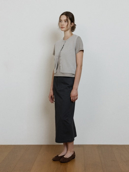 Wconcept_Depound belted H-line skirt - charcoal