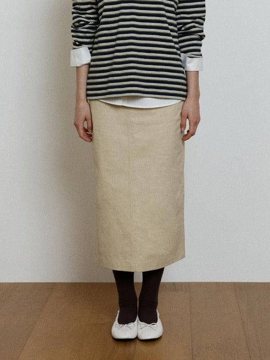 Wconcept_Depound belted H-line skirt - light beige