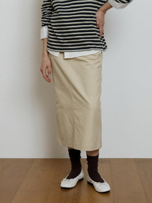 Wconcept_Depound belted H-line skirt - light beige