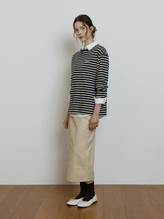 Wconcept_Depound belted H-line skirt - light beige