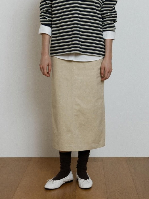 Wconcept_Depound belted H-line skirt - light beige