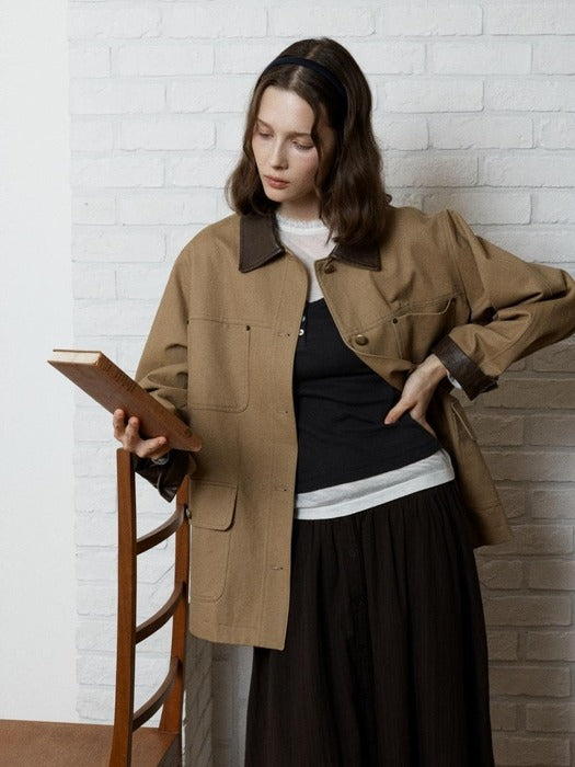 Wconcept_Depound eyelet button layered skirt - brown