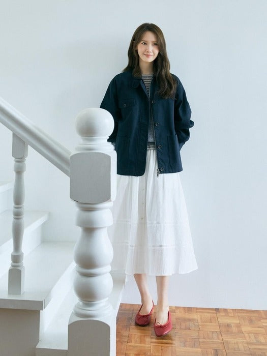 Wconcept_Depound eyelet button layered skirt - ivory