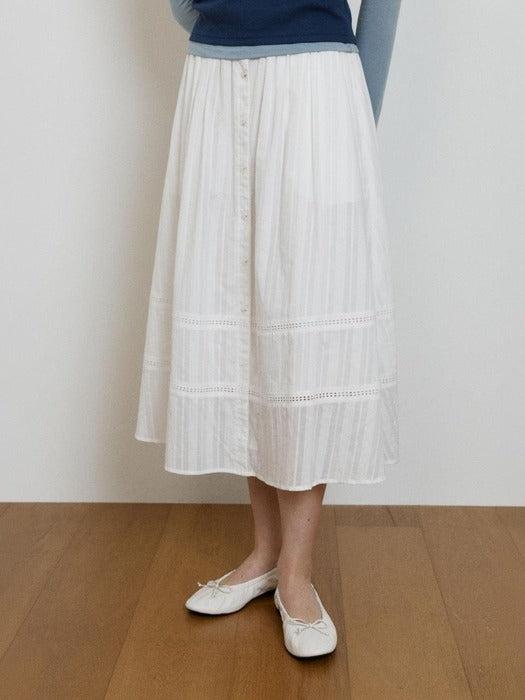 Wconcept_Depound eyelet button layered skirt - ivory