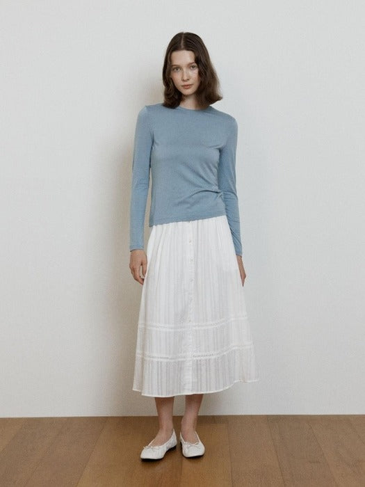 Wconcept_Depound eyelet button layered skirt - ivory