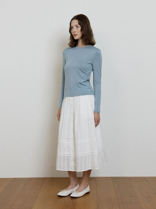 Wconcept_Depound eyelet button layered skirt - ivory