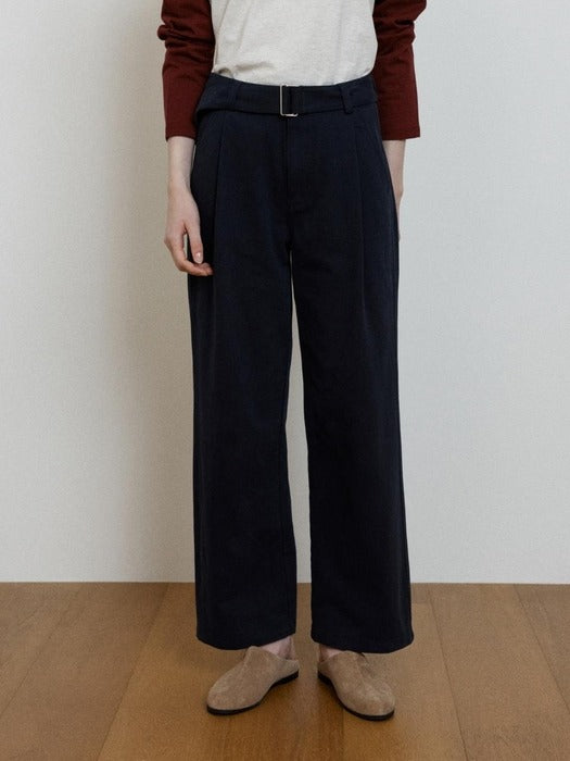 Wconcept_Depound belted tuck pants - navy