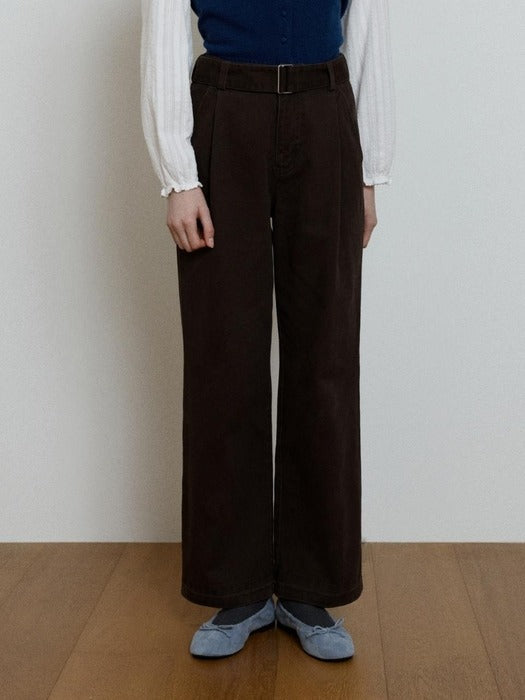 Wconcept_Depound belted tuck pants - brown