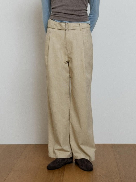 Wconcept_Depound belted tuck pants - light beige