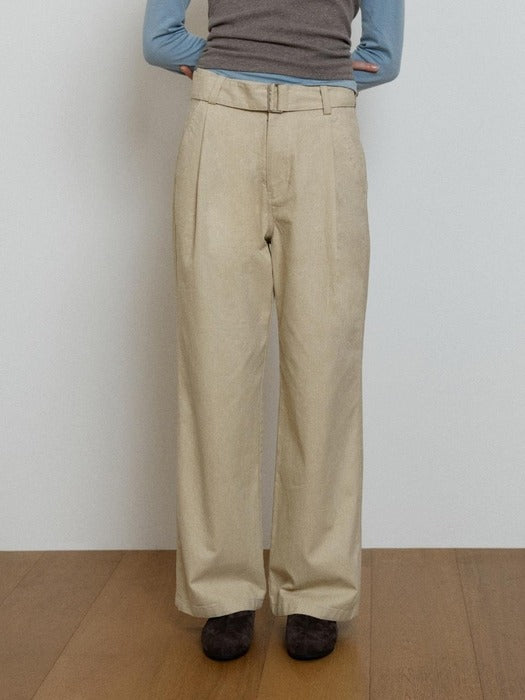Wconcept_Depound belted tuck pants - light beige