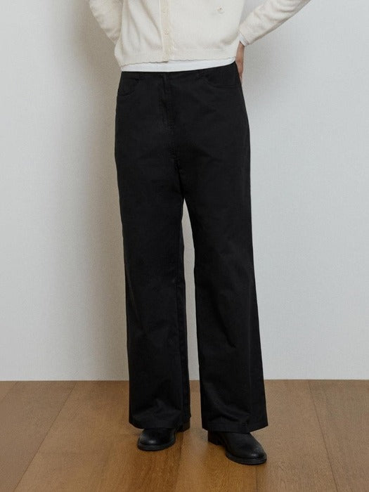 Wconcept_Depound cotton back banding pants - black