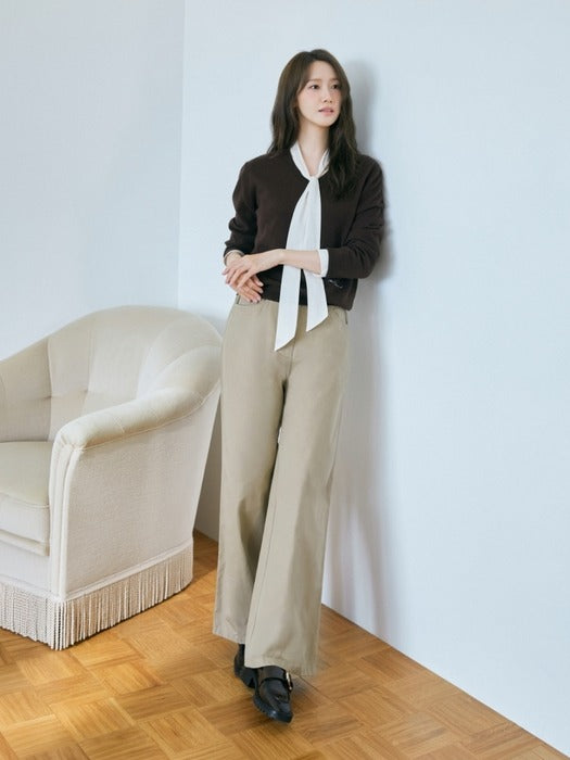 Wconcept_Depound cotton back banding pants - beige