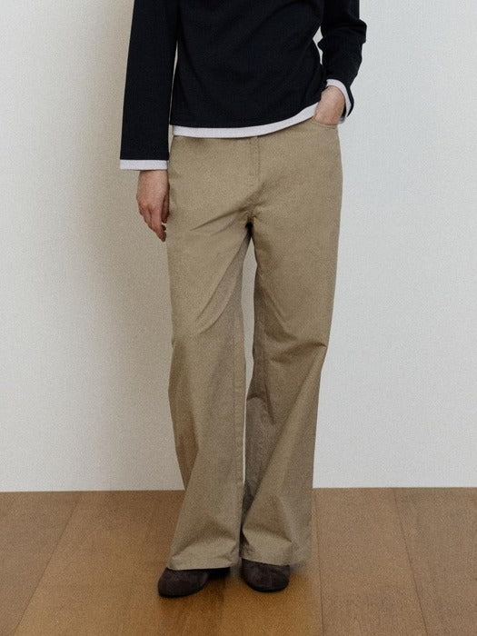 Wconcept_Depound cotton back banding pants - beige