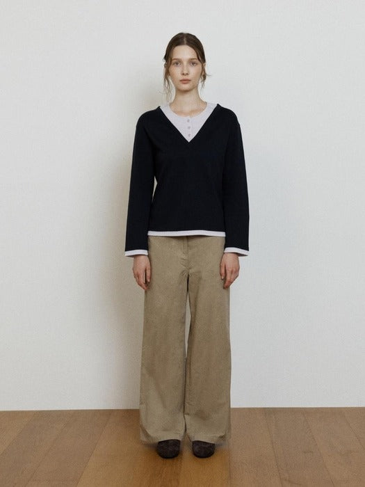 Wconcept_Depound cotton back banding pants - beige