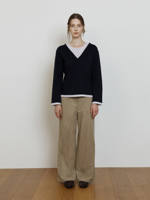 Wconcept_Depound cotton back banding pants - beige