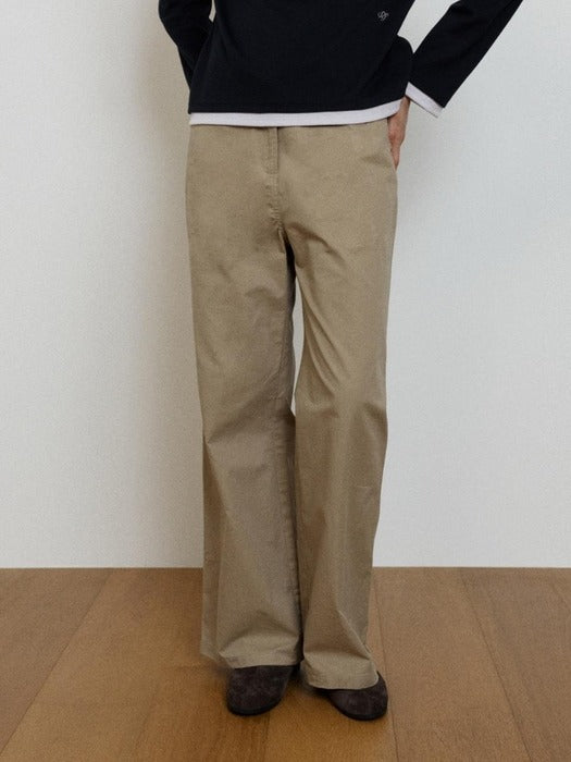 Wconcept_Depound cotton back banding pants - beige