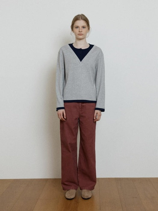 Wconcept_Depound color denim work pants - dark pink