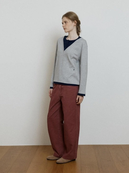 Wconcept_Depound color denim work pants - dark pink