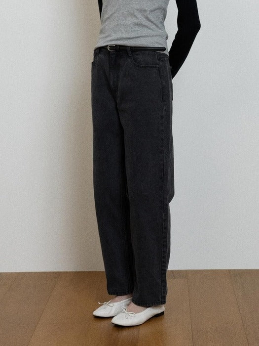 Wconcept_Depound classic semi wide denim pants - black