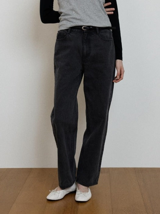 Wconcept_Depound classic semi wide denim pants - black